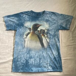 The Mountain Men's Short Sleeve Penguin T-Shirt Size:L 100% Cotton Blue Tie Dye